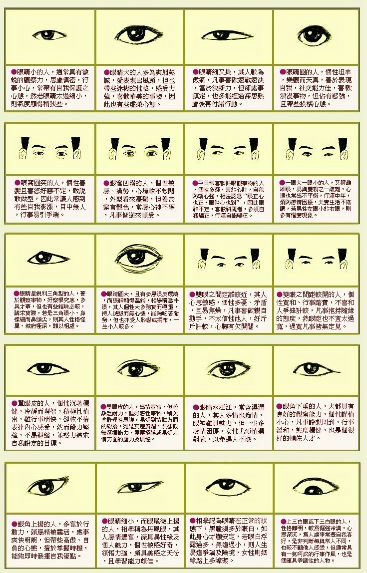 九种眼型图图片